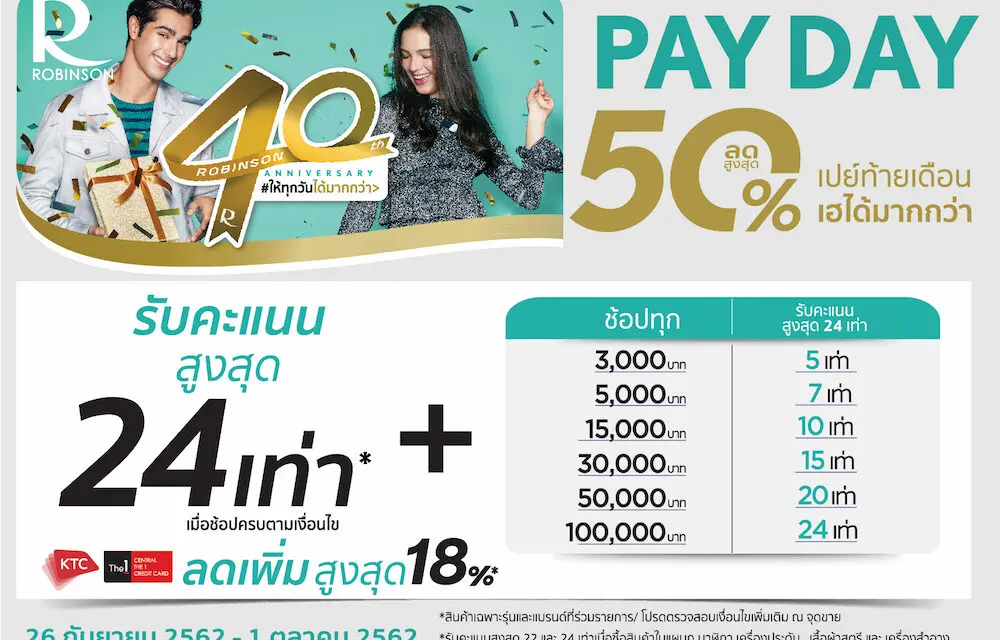 ROBINSON PAYDAY เปย์ท้ายเดือน เฮได้มากกว่า