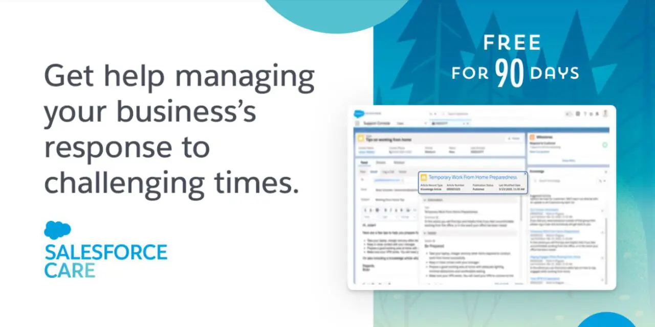 เซลส์ฟอร์ซเปิดแพลตฟอร์ม Salesforce Care สนับสนุนธุรกิจทุกขนาดก้าวฝ่าวิกฤต COVID-19 โดยไม่มีค่าใช้จ่าย