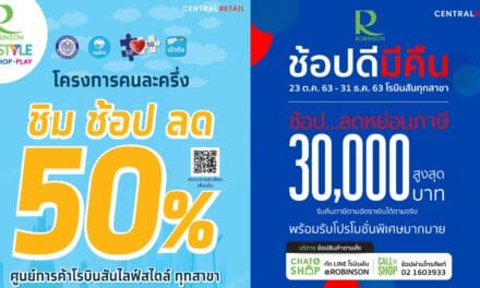 โรบินสัน ในเครือเซ็นทรัล รีเทล เดินหน้ากระตุ้นเศรษฐกิจ – ลดภาระค่าใช้จ่ายนักช้อป  อัดโปรฯ ลดสูงสุด 50% ผ่าน 2 แคมเปญ “ช้อปดีมีคืน” ที่ห้างฯ และ “คนละครึ่ง” ที่ศูนย์การค้าฯ ทั่วไทยคาดช่วยขับเคลื่อนเศรษฐกิจไตรมาส 4 คึกคัก