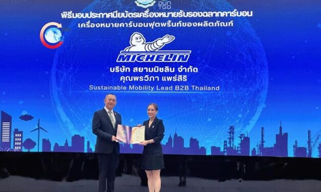 ‘มิชลิน’ รับประกาศนียบัตรเครื่องหมายรับรองฉลากคาร์บอนฟุตพริ้นท์